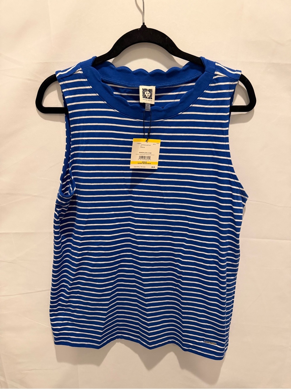 NWTAnne Klein Blue and White Striped Sleeveless Top size M.summer,cotton,casual